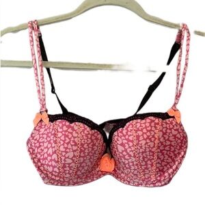 Vintage Victoria’s Secret Sexy Little Things Pink Hearts Satin Push up Bra 32C